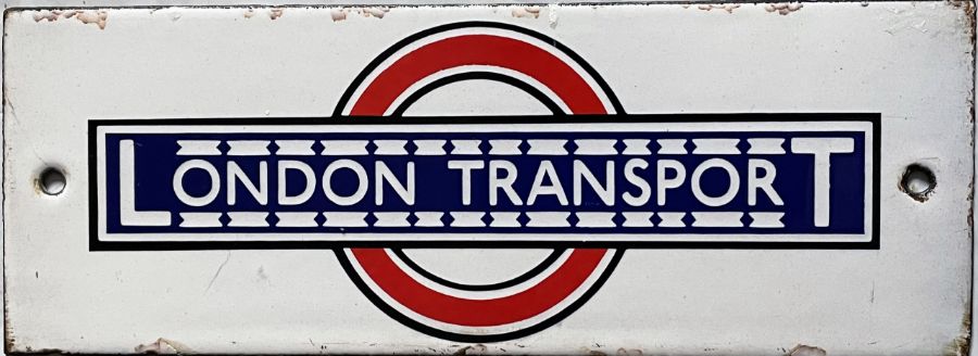 1930s London Transport bus stop timetable panel enamel HEADER PLATE. This is the first standard type