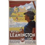 1930s Great Western Railway (GWR) double-royal POSTER 'Royal Leamington Spa' by Ronald Lampitt (