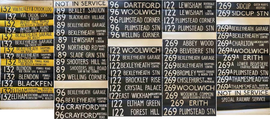 London Transport DESTINATION BLIND for a T-class Titan at Bexleyheath (BX) garage dated 11.2.86