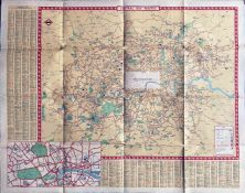 c1948-50 London Transport quad-royal POSTER MAP "Central Bus Routes" (undated but just before the