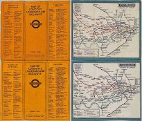 Pair of 1920s London Underground 'Stingemore' linen-card POCKET MAPS comprising issues dated January