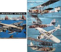 Late 1930s Imperial Airways fold-out BROCHURE POSTER promoting services to Europe, Africa, India,