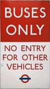 1950s/60s London Transport ENAMEL SIGN from a bus station "Buses Only, No Entry for other