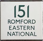 London Transport or London Country bus stop enamel E-PLATE for Eastern National route 151 destinated
