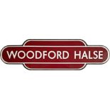 British Railways (Midland Region) enamel STATION TOTEM SIGN from Woodford Halse on the former