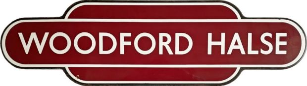 British Railways (Midland Region) enamel STATION TOTEM SIGN from Woodford Halse on the former