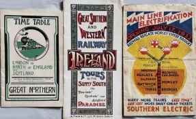 Selection (3) of early RAILWAY EPHEMERA comprising 1913 Great Northern Railway Timetable "London