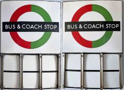 London Transport enamel BUS & COACH STOP FLAG (Compulsory version). A 1950s/60s 'bullseye'-style,