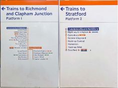 Pair of London Overground enamel PLATFORM DIAGRAMS from Caledonian Road & Barnsbury station on the