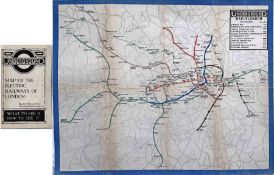 1919 London Underground MAP OF THE ELECTRIC RAILWAYS OF LONDON 'What to See & How to See it' with