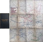 c1918/19 London & Suburban Tramways POCKET MAP. Shows the networks of the Underground Group tram