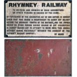 Rhymney Railway cast-iron BRIDGE RESTRICTION NOTICE "To Drivers and Owners of Road Locomotives....".