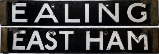 London Underground Q/CO/CP Stock enamel DESTINATION PLATE for Ealing/East Ham on the District