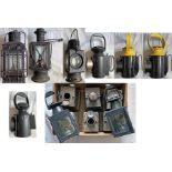 Quantity (15) of RAILWAY HANDLAMPS & INSERTS of various types comprising 9 complete units - some