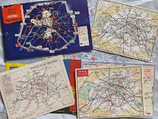 Selection (5) of 1930s-50s Paris Métro POCKET MAPS incl a WW2 Nazi Occupation issue: comprises 2 x