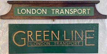 Pair of c1930s London Transport items comprising a wooden TIMETABLE BOARD HEADER SECTION with