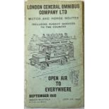 1910 (September) London General Omnibus Company LIST of Motor & Horse Routes 'including the Sunday
