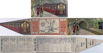 1907 London Underground Electric Railways fold-out PROMOTIONAL CARD with MAP, one of a series