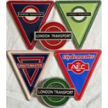 Selection (6) of Routemaster plastic GRILLE BADGES comprising original examples for 1965-on red RM/