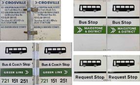Selection (4) of 1970s aluminium, double-sided BUS STOP FLAGS comprising examples from Crosville (
