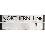 London Underground Standard or 1938 Tube Stock enamel CAB DESTINATION PLATE 'Northern Line' on a