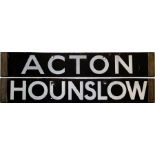 London Underground enamel CAB DESTINATION PLATE for Acton / Hounslow which could have been used on