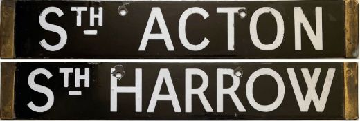 London Underground G-Stock etc enamel CAB DESTINATION PLATE for Sth Acton / Sth Harrow for the