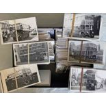 From the David Harvey Photographic Archive: a box of 1,100+ b&w, postcard-size PHOTOGRAPHS of