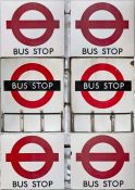 Selection (3) of London Transport enamel BUS STOP FLAGS (Compulsory type). 2 are the basic type -