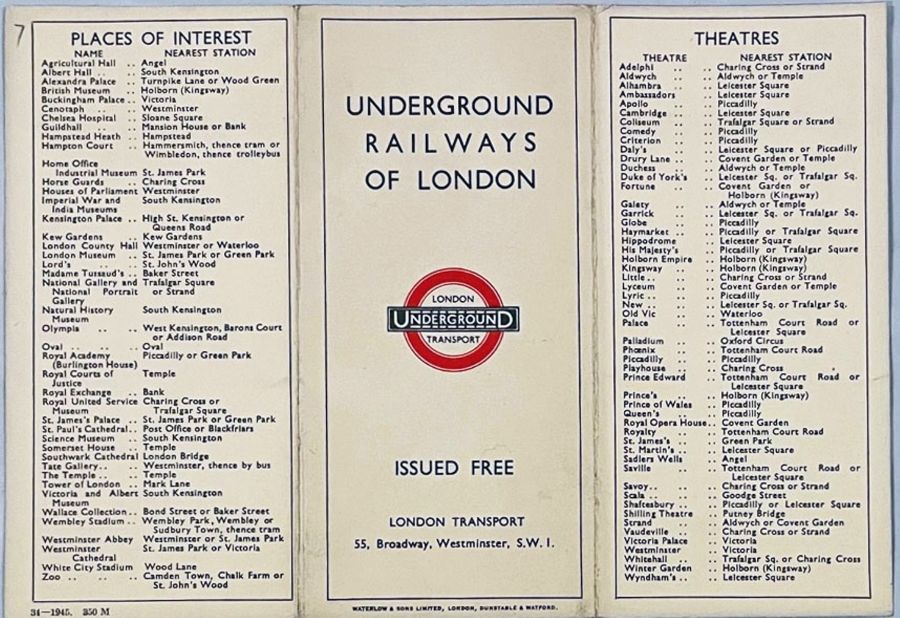 1934 London Underground 'Railways of London' POCKET MAP. An early H C Beck diagrammatic card map - Image 2 of 2