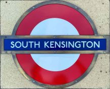 London Underground enamel PLATFORM ROUNDEL SIGN from South Kensington on the District and Piccadilly