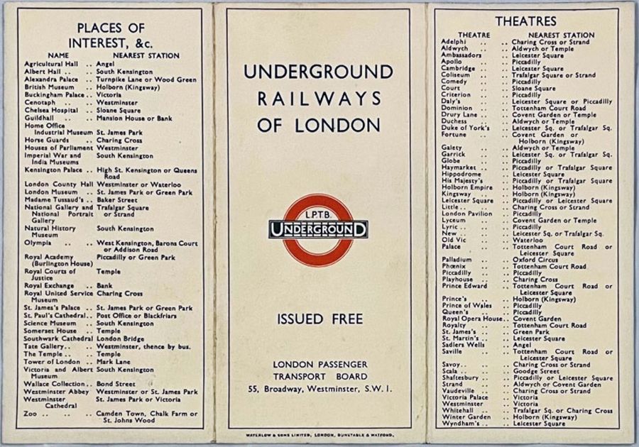 1933 London Underground H C Beck diagrammatic, card POCKET MAP from the first-year series titled ' - Image 2 of 2
