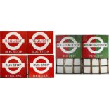 Trio of London Transport double-sided, enamel BUS STOP FLAGS, all are the hollow, 'boat' -style