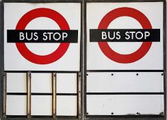 1940s/50s London Transport enamel BUS STOP FLAG (compulsory). Double-sided with two enamel plates