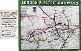 c1909 London Underground POCKET MAP - Central London Railway , 'The Direct Line'. Although issued