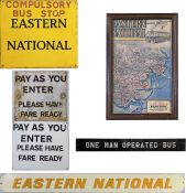 Selection (6) of Eastern National items comprising an ENAMEL SIGN 'Eastern National' with added