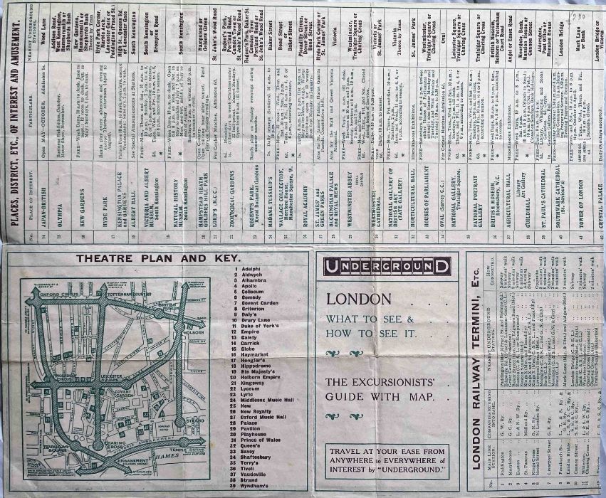 Pair of 1909 London Underground POCKET MAPS 'What to See and How to See it, The Excursionists' Guide - Image 2 of 3