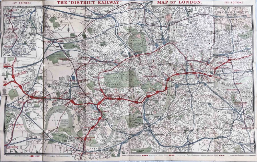 c1898 London Underground MAP 'The District Railway Map of London', 6th edition, first version. The - Image 2 of 2