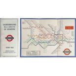 1934 London Underground 'Railways of London' POCKET MAP. An early H C Beck diagrammatic card map