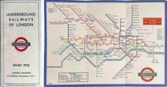 1934 London Underground 'Railways of London' POCKET MAP. An early H C Beck diagrammatic card map