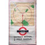 1935 London Underground double-royal POSTER 'South Harrow Station - District within 1/4 mile radius'