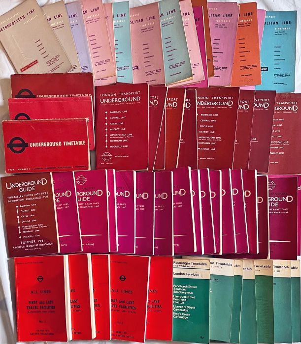 Good quantity (57) of mainly London Underground TIMETABLE BOOKLETS including Metropolitan Line