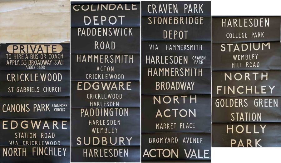 London Transport trolleybus DESTINATION BLIND from Stonebridge (SE) depôt for the front/rear boxes