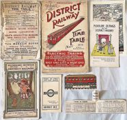 Selection (6) of District Railway ephemera comprising TIMETABLE BOOKLETS dated June 1873 (fragile,