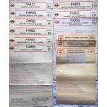 Quantity (12) of London Transport 1950s/60s bus card FARECHARTS comprising 9 x 1950s issues for RT/