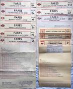 Quantity (12) of London Transport 1950s/60s bus card FARECHARTS comprising 9 x 1950s issues for RT/