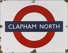 1950s/60s London Underground enamel PLATFORM BULLSEYE SIGN from Clapham North station on the