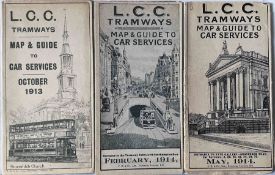 Selection (3) of LCC Tramways MAPS & GUIDES TO CAR SERVICES comprising the issues dated October