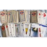 Large quantity (130+) of 1940s onwards London Underground diagrammatic card POCKET MAPS. The