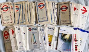 Large quantity (130+) of 1940s onwards London Underground diagrammatic card POCKET MAPS. The